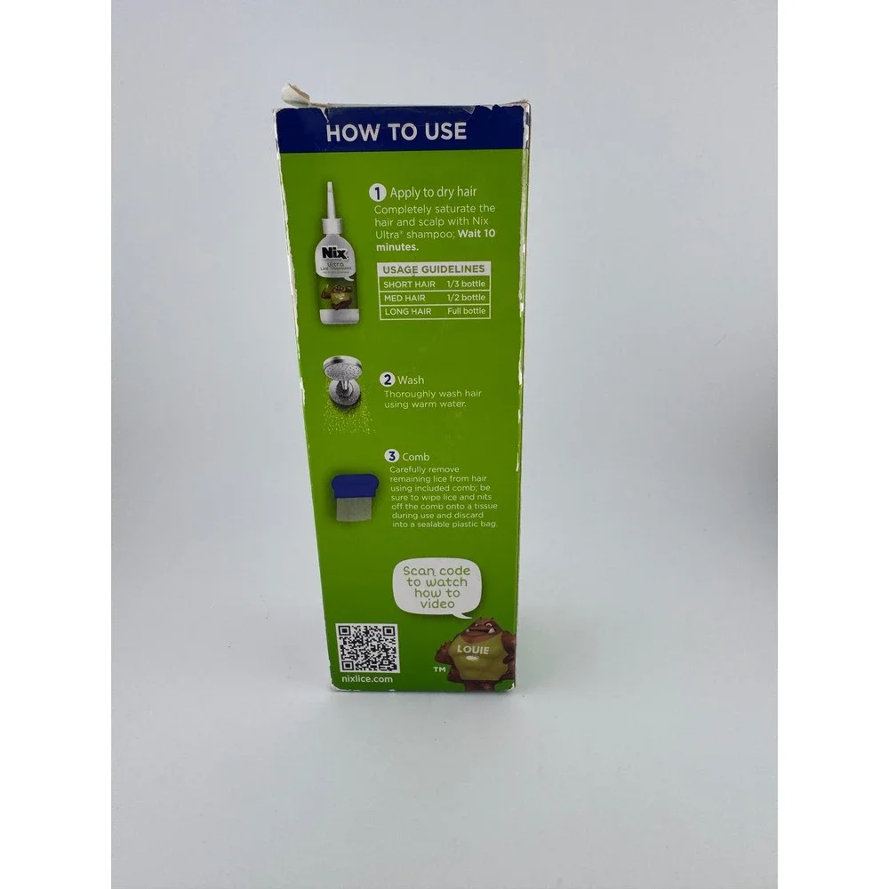 Nix Ultra Lice Treatment All-in-One Shampoo Safe For Kids Kills Superlice‎ Eggs